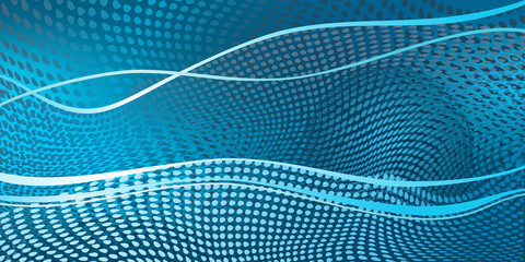 Fototapete - Futuristic image in the color of the sea wave. Points, lines and a ball. Vector abstract illustration.