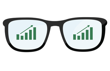 Poster - Brillengläser mit Balkendiagramm mit Pfeil