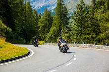 Motorcycle On Country Road To Grossglockner At The European Alps, Austria