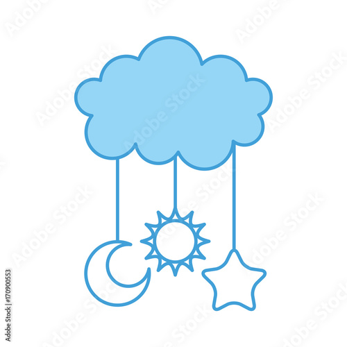 Cute Cloud And Star Moon Sun Baby Shower Decoration Vector
