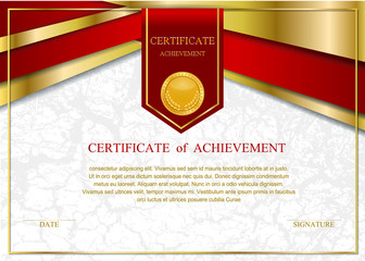 Poster - frame certificate background design template, gold detailed certificate