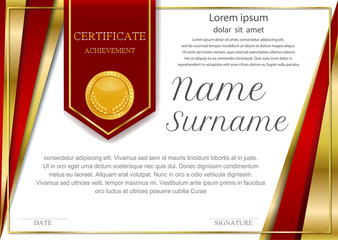Poster - frame certificate background design template, gold detailed certificate