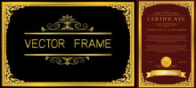 Gold Border Design, Frame Photo Template, Certificate Template With Luxury And Modern Pattern,diploma,Vector Illustration