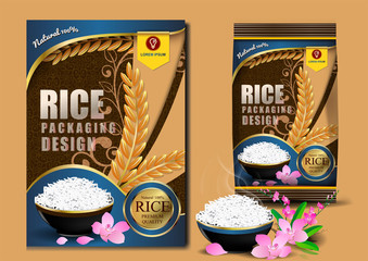 Rice Thailand food Logo Products and Fabric Background Thai Arts,  banner and poster template design rice food.