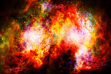 Poster - Cosmic space and stars, color cosmic abstract background. Fire effect in space.