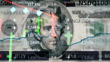 New Universal USA Stock Market Price Quotes And Chart Opening Dynamic Animated Motion Video Footage With People President (not Trump, Not Obama) Unique Quality Animated Motion Seamless Loop