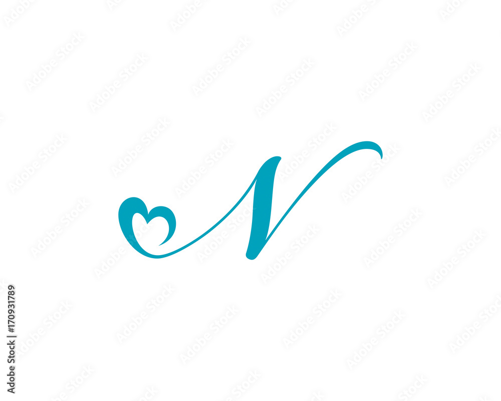 Letter N and heart shape Logo Icon 1 Stock Vector | Adobe Stock, image size:1000x800