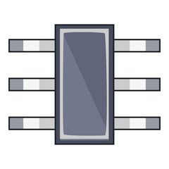 Poster - Old microprocessor icon, cartoon style