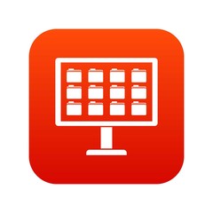 Poster - Desktop of computer with folders icon digital red