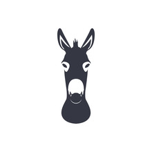 Dark Blue Silhouette Head Of A Donkey. Vector Illustration.