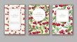 Hand drawn watercolor banner set with ripe cherry fruits. Card design for sweets and pastries filled with berry, candy, yogurt, dessert menu, health care products. With place for text