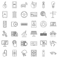 Poster - Database icons set, outline style