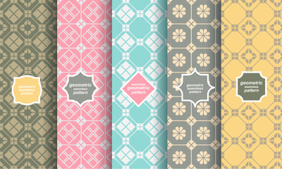Poster - retro style different seamless patterns