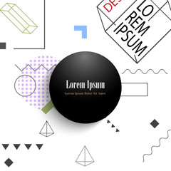 Poster - round abstract geometric banner and background with geometric shapes