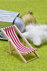 Poster - Christmas and beach chair close up photo