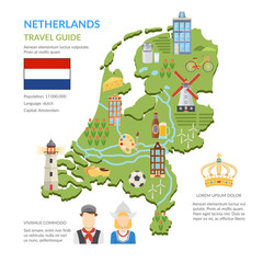 Sticker - Netherlands Map Flat Infographics