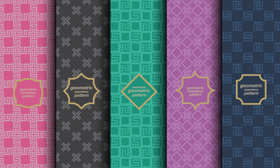 Wall Mural - vintage abstract geometric seamless patterns set