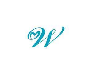 Sticker - Letter W and heart shape Logo Icon 1