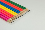 Fototapeta Tęcza - Rainbow of colors with school pencils school supplies and school accessories