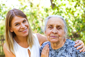 Canvas Print - Senior woman with granddaughter