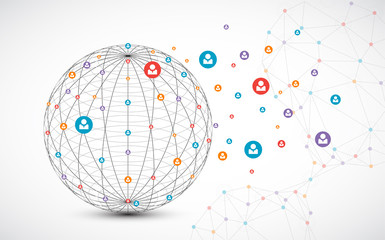Abstract technology sphere background. Global network concept.
