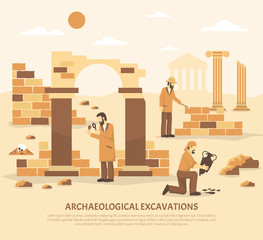 Sticker - Archeology Excavation Illustration