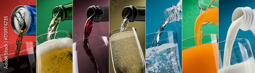 Pouring drinks into glasses photo collection Poster Mural XXL