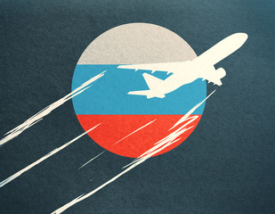 Aufkleber - Airplane with Russian flag