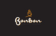 bonbon word text logo with coffee cup symbol idea typography