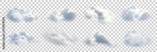 Cuadros en Lienzo Vector set of realistic isolated cloud on the transparent background