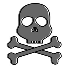 Sticker - skull alert symbol icon vector illustration design