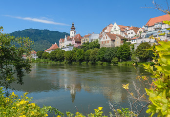 Old architecture of Frohnleiten-small city above Mur river, Stiria, Austria.