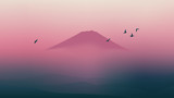 Scenic Fuji mountain of Japan with beautiful twilight sky