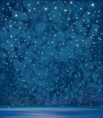 Wall Mural - vector winter night starry sky and forest background.
