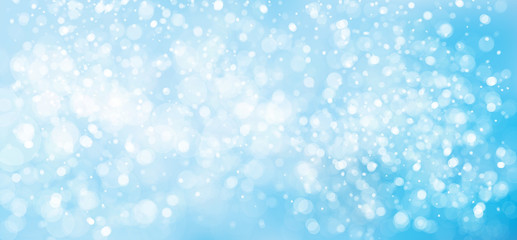 Vector blue, snow, bokeh background, winter background.