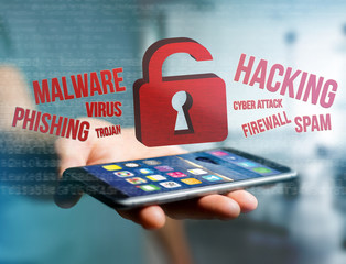 Poster - Cyber attack concept on a technology interface