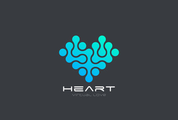 Poster - dna molecule electronics chip heart logo vector . atom love icon