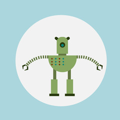 Fototapete - Modern Robot Icon Cartoon, Futuristic Artificial Intelligence Mechanism Technology Flat Vector Illustration