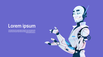 Fototapete - Modern Robot, Futuristic Artificial Intelligence Mechanism Technology Flat Vector Illustration