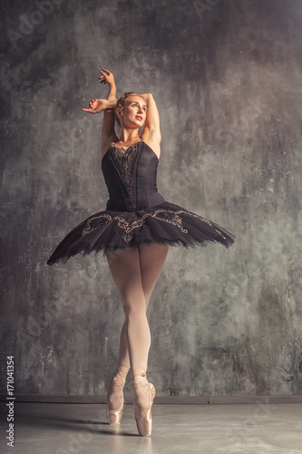 Young Beautiful Woman Prima Theater In A Black Festive Pack White