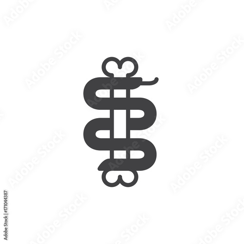 Snake with bone icon vector, filled flat sign, solid pictogram isolated on white Poster