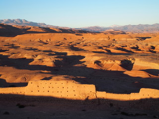 Desert and high ATLAS MOUNTAINS range landscape in central Morocco