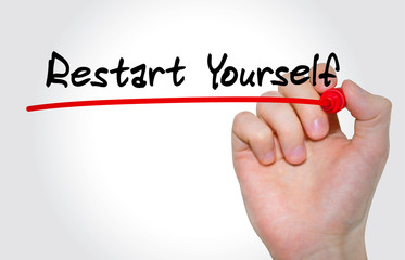 Poster - Hand writing inscription Restart Yourself with marker, concept