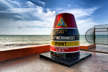 The Key West Buoy Sign Marking The Southernmost Point On The Continental USA And Distance To Cuba, Florida