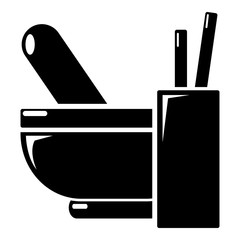 Wall Mural - Mortar pestle icon , simple style