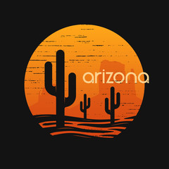 Wall Mural - Landsсape of Arizona state. T-shirt and apparel vector design, print, typography, poster, emblem.
