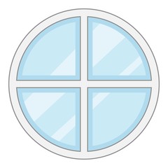 Poster - Round window frame icon, cartoon style