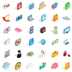 Poster - Copy icons set, isometric style