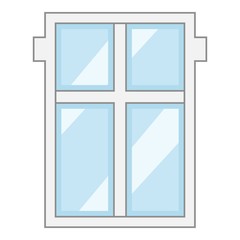 Poster - Big window frame icon, cartoon style