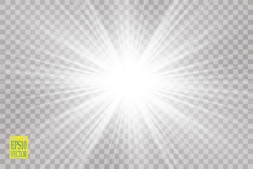 Wall Mural - glow light effect. starburst with sparkles on transparent background. vector illustration.